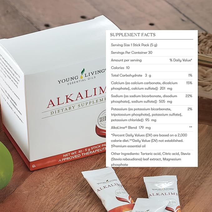 Young Living AlkaLime Stick Packs | 30 ct | Vitamin &amp Mineral Supplement | Digestive Wellness | Gentle on The Stomach | Infused with Calcium Potassium &amp Sodium