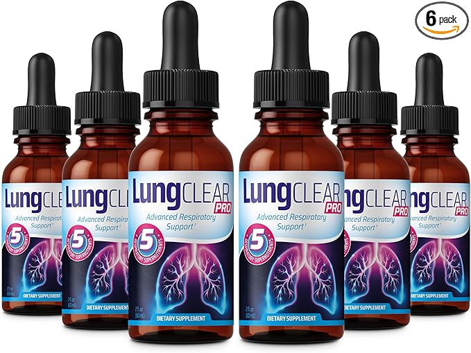 Lung Support Supplement Drops with Wild Mullein Leaf Extract for Lungs and Mucus Relief Support - 2 Fl oz - 6 Bottles