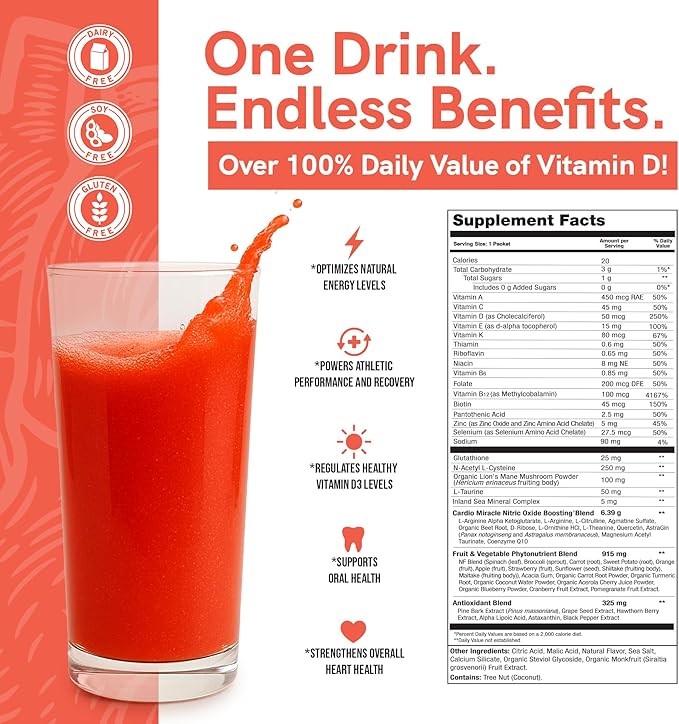 Cardio Miracle Nitric Oxide Supplement 30-Pack Stick - Beet Root Powder with L-Arginine to Support Circulation Blood Flow Energy Endurance Stamina &amp Heart Health for Men and Women