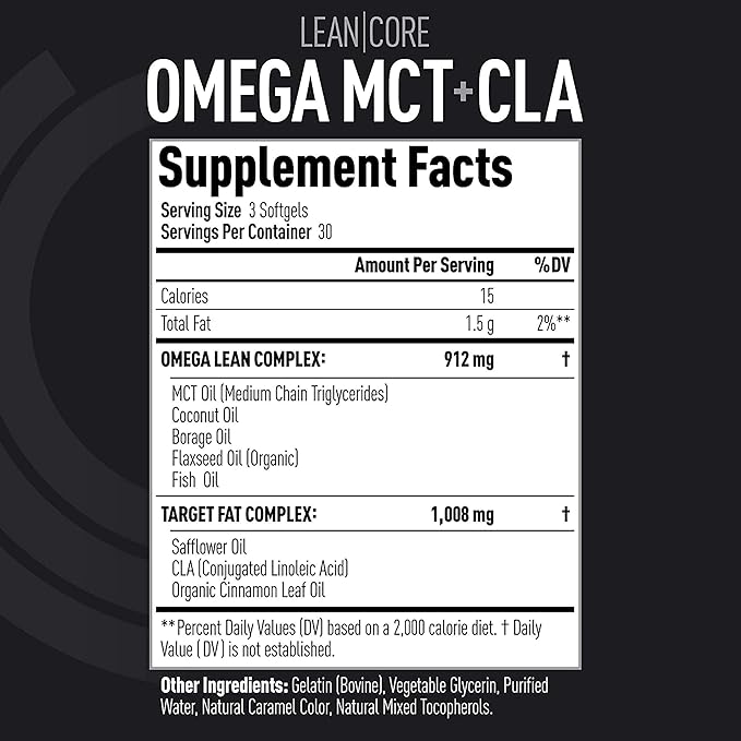 Lean Core Omega + MCT (90 Servings) Syphon Thermogenic Fat Burner (60 Capsules)