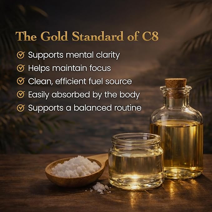 Cocó March N.M.D. Pure C8 MCT Oil from Coconut for Energy Metabolism &amp Brain Support Keto &amp Fasting Friendly Gluten-Free Vegan &amp Unflavored - Perfect in Coffee Tea &amp Smoothies 32