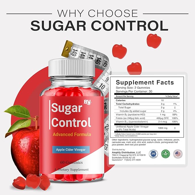 BLUE VIBE Sugar Control Keto Gummies Sugar Control Advanced Natural Keto Support Formula Gummies SugarControl Keto Apple Cider Vinegar &amp Overall Health Support Supplement (2 Pack - 120 Gummies)