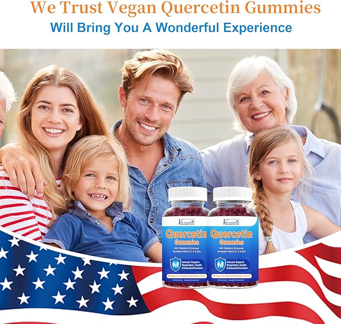2 Pack Quercetin with Bromelain Gummies Quercetin with Vitamin C Zinc &amp Elderberry for Immune System &amp Allergy Chewable &amp Vegan Gummies Mixed Berry Flavor 120 Cts