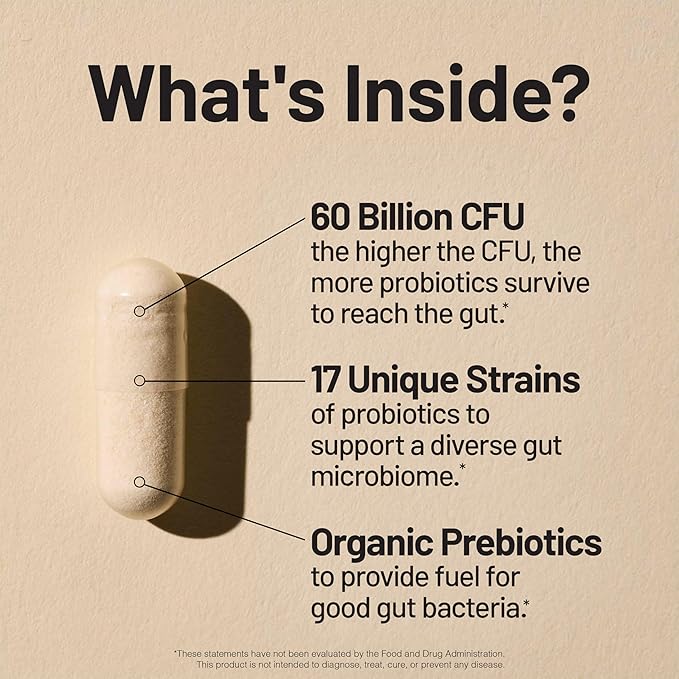 NatureWise [1] Probiotics 60 Billion CFU + Organic Prebiotics - 30 Capsules[1-Month Supply] + [1] Ashwagandha for Stress + GABA &amp L-Theanine - 60 Capsules[30-Day Supply]