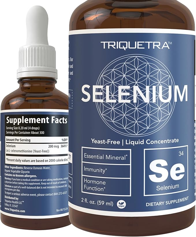 Selenium - 200 mcg Selenomethionine Form 300 Servings - Vegan Glass Bottle Yeast Free - Sublingual Liquid Concentrate - Antioxidant Supports Immunity Thyroid Health (2 oz.)