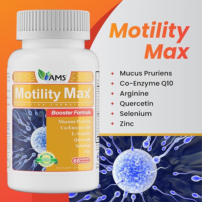 Motility Max – Supports Sperm Motility &amp Reproductive Health Promotes Healthy Blood Flow Libido &amp Testosterone Levels Antioxidant Formula with L-Arginine L-Carnitine &amp Essential Nutrient