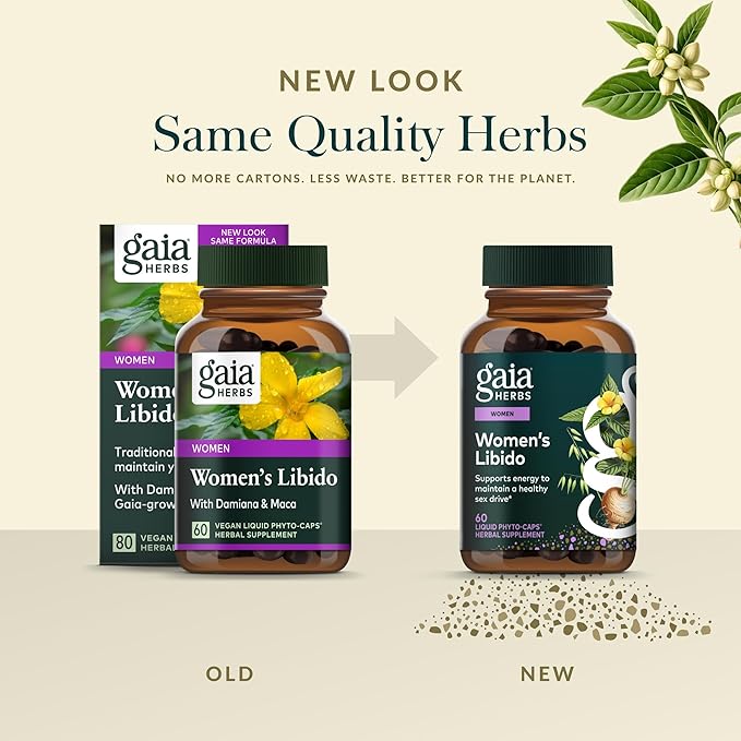 Gaia Herbs Womens Libido - Supports Energy to Maintain Healthy Libido* - with Tribulus &amp Horny Goat Weed - 60 Vegan Liquid Phyto-Caps (60 Servings)