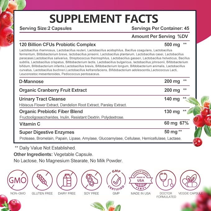DRFOSTER Urinary Tract Health Probiotics for Women Digestive Health
