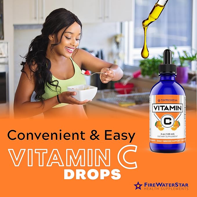 Liquid Vitamin C - 4oz - 120 Servings - Organic Non-GMO - Adults and Kids - 99% Pure Ascorbic Acid - VIT C Drops - Bioactive Vitamin C Liquid - Immune Support Skin Health Antioxidants
