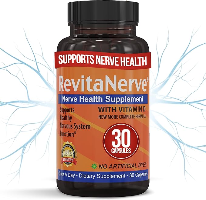 Nerve Support Supplement with 300mg Alpha Lipoic Acid Vitamin D3 Benfotiamine B2 B6 B12 &amp Magnesium Glycinate One-per-Day Neuropathy Supplement - 30 Capsules (4 Pack)