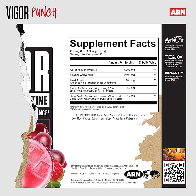 Arms Race Nutrition | ARN | Vigor Advanced Creatine Formula (30 Servings Punch)