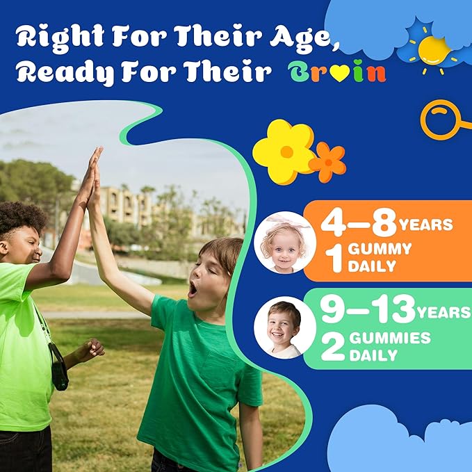 Kids Omega 3 Gummies Vegan Algae DHA &amp EPA Supplements for Children with Zinc and Multivitamin Improve Focus &amp Cognition* Eye &amp Immune Support No Fish Burps Sugar Free 90 Gummies