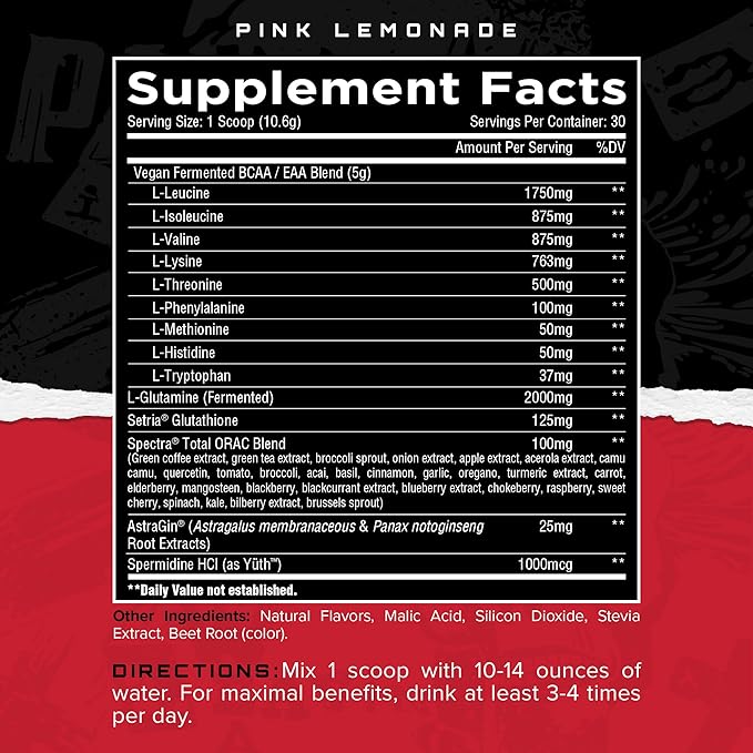 Unmatched Longevity EAA Essential Amino Acids | Muscle Build &amp Recovery | Performance &amp Health-Span Benefits | Natural Flavors &amp Sweeteners | 30 Servings (Pink Lemonade)