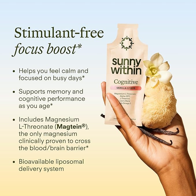 Brain Health Supplement - Magnesium L-Threonate from Magtein® Lion’s Mane Alpha GPC L-Theanine ALA &amp Avocado Oil - Focus Mood &amp Memory Support* - 30 Daily Vegan Pouches