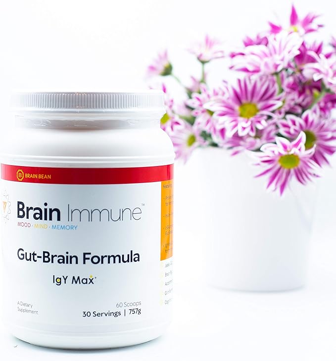 Brain Bean Brain-Immune | Advanced Formula to Support Leaky Gut Leaky Brain Immune System | with 10g Colostrum with Lactoferrin 5g L-Glutamine 4g IgY Max and 1g Inulin | 30 Servings