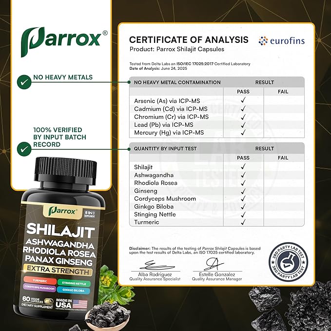 Shilajit Supplement Panax Ginseng Ashwagandha Rhodiola Rosea Cordyceps Mushroom Stinging Nettle Turmeric Gingko Biloba – Pure Shilajit All In One Supplements for Men and Women (180 Caps)