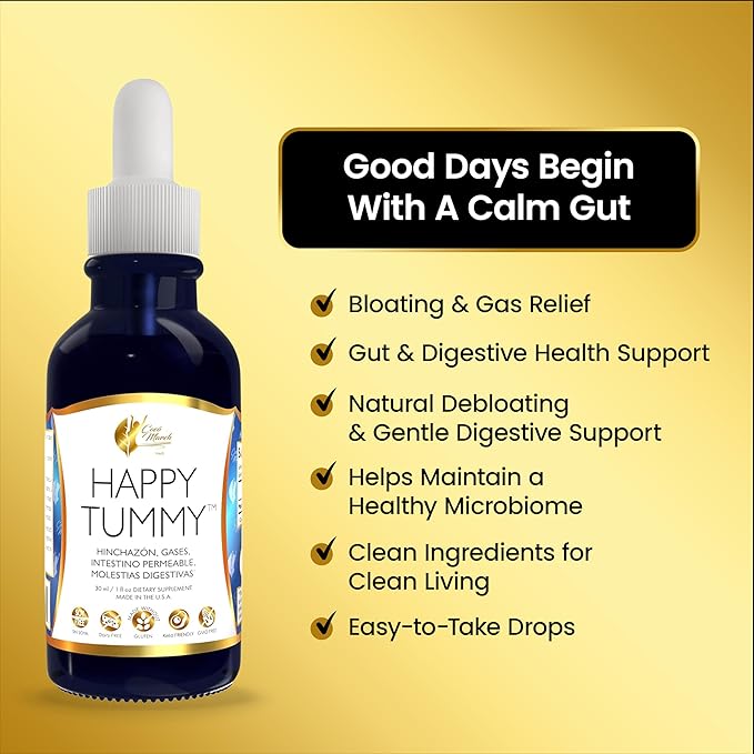 Cocó March N.M.D. Happy Tummy – Bloating Relief for Women &amp Men – Gut &amp Digestive Health Drops with Humic Acid – Gas Relief &amp Debloating Support – 70 Servings 1.0 fl oz