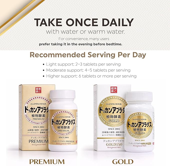 Weight Loss Supplement Pills with 39 Plant Enzymes &amp 5X Burning Amino Acids Natural Digestive Supplement for Metabolism &amp Gut Health - Made in Japan 150 Tablets Gold