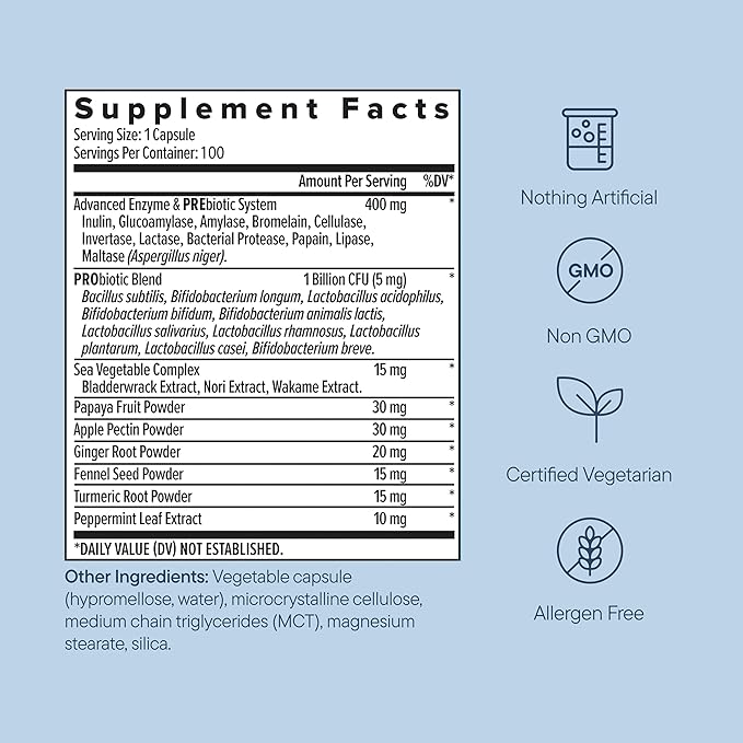 Zenwise Health Digestive Enzymes with Bromelain &amp Papaya - Multi Enzymes Digestion Supplement with Probiotics &amp Prebiotics for Gut Health Gas &amp Bloating Relief - Men &amp Women - 100 Veg