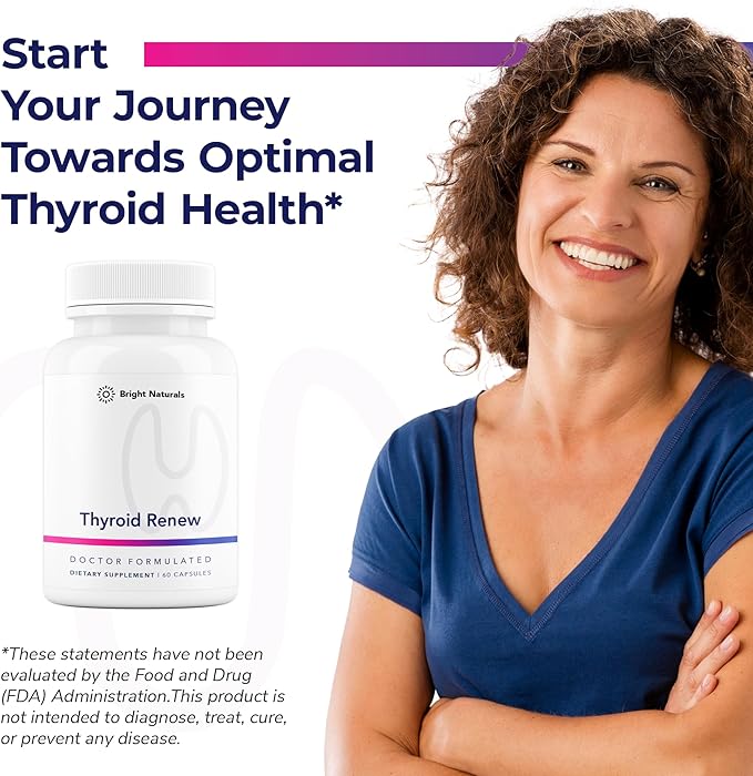 Thyroid Renew Supplement - Thyroid Support for Women with Zinc Selenium Copper Ashwagandha &amp L-Tyrosine - 60 Capsules