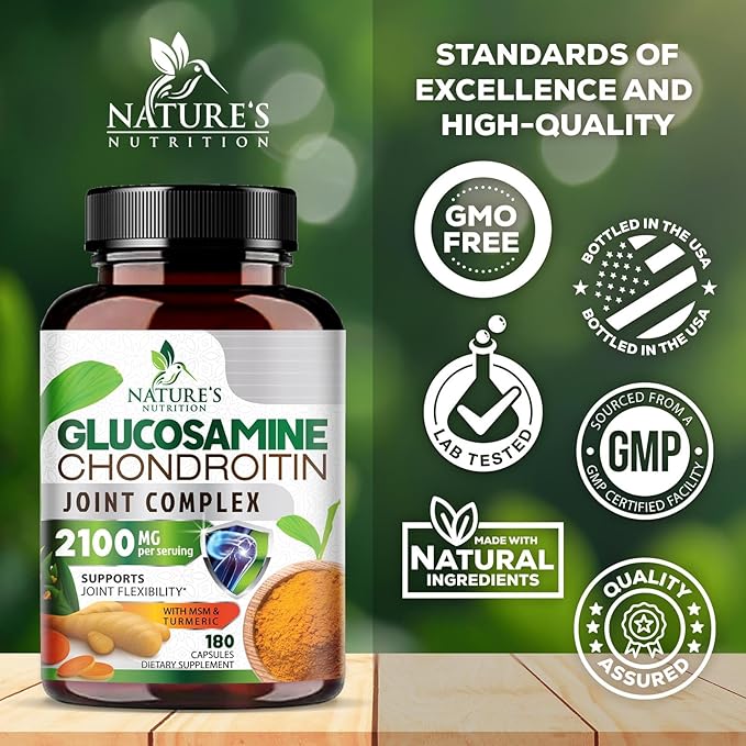 Glucosamine Chondroitin MSM - 3x Strength Joint Support Supplement for Joint Mobility &amp Comfort For Men and Women Glucosamine Supplements Complex with Turmeric &amp Boswellia - 180 Capsules