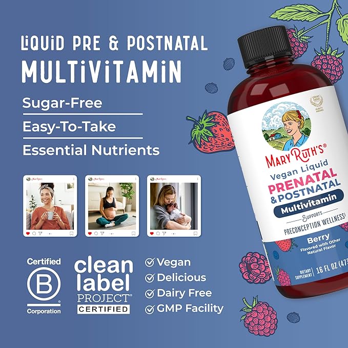 MARYRUTH'S Postnatal &amp Prenatal Vitamins for Women | Sugar Free | Womens Multivitamin for Pre-Conception Pregnancy &amp Nursing | Ginger | Selenium | Folate | Vegan | Non-GMO | Gluten Free | 16