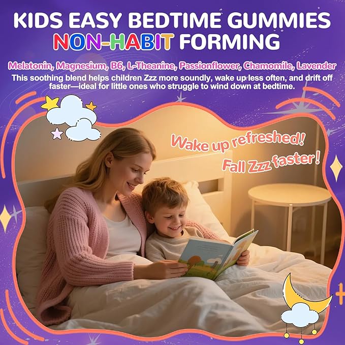Melatonin Gummies Kids 1mg: Extra Strength Chewable Kids Melatonin Gummy Plus Magnesium Chamomile Lavender Elderberry L-Theanine D3 B6 - Natural Rest Cycles for Children Ages 4+(120Count)