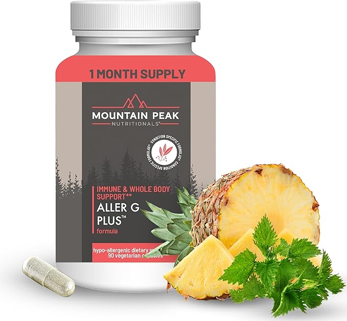 Mountain Peak Nutritionals Aller G Plus - Respiratory Sinus &amp Seasonal Allergy Support - w/Bromelain &amp Stinging Nettle - Promotes Healthy Immune Function (90 Vegetarian Capsules)