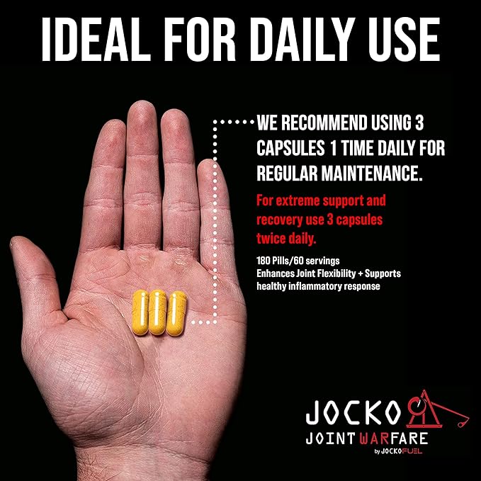 Jocko Fuel Joint Support Supplement - Glucosamine MSM for Joint Pain Mobility &amp Flexibility w/Turmeric &amp Boswellia (180 Capsules)
