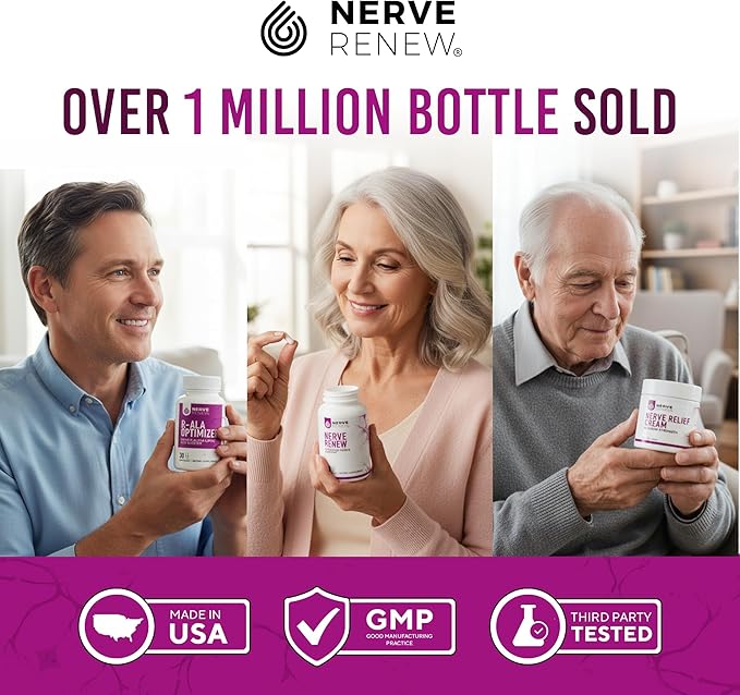 NERVE RENEW Optimizer - Nerve Support Supplement - 30 Capsules - 300 mg Stabilized R-Alpha Lipoic Acid per Capsule - Fast Absorption - Safe and All Natural