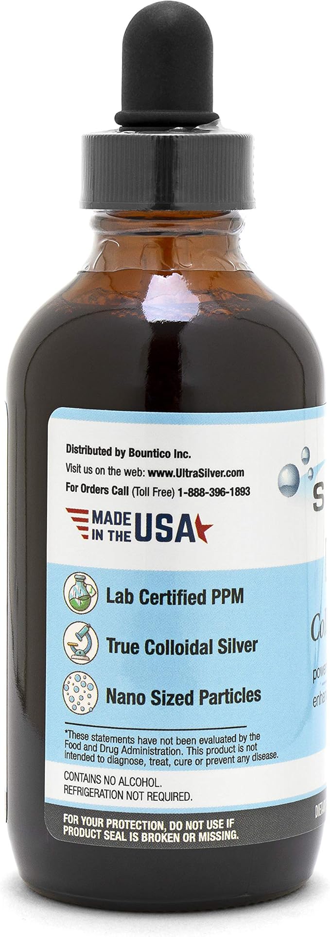 Ultra Silver® Colloidal Silver | 500 PPM 4 Oz (118mL) | Mineral Liquid Supplement | True Colloidal Silver - with Dropper