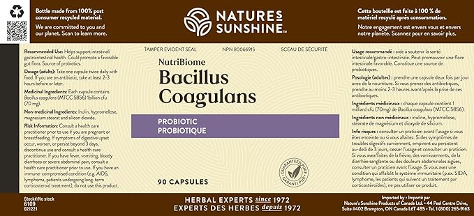 Nature's Sunshine Bacillus Coagulans NutriBiome - 90 Vegicaps