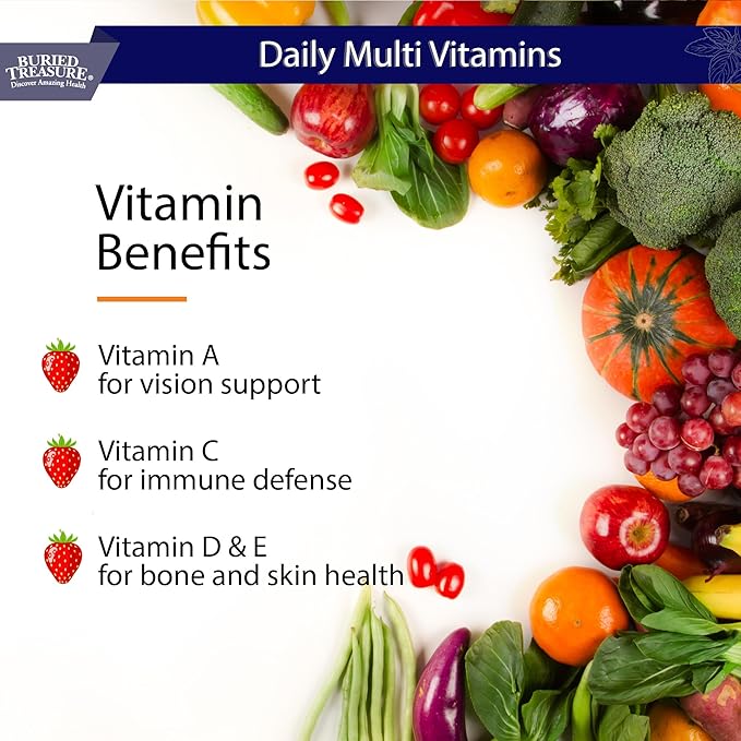Buried Treasure Daily Nutrition Liquid Multivitamin and Mineral Supplement with Trace Minerals Superfoods Vitamin A B-Complex C D E Methylfolate Biotin Magnesium Zinc Resveratrol 32 serv