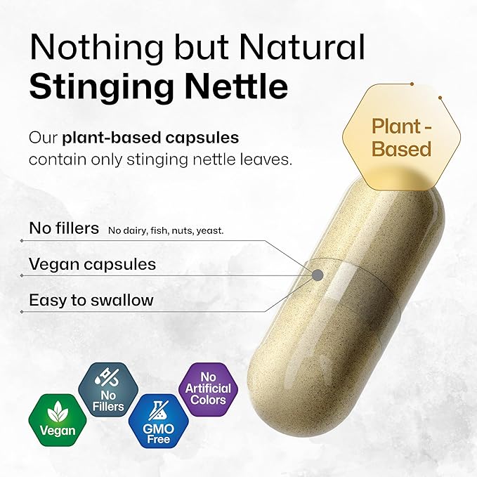 BIO KRAUTER® Stinging Nettle for Seasonal Support - Stinging Nettle Root Supplement (Urtica Dioica) 1200 mg for Urinary Tract Support &amp Daily Wellness - 100 Capsules 50 Days of Supply Non-GMO