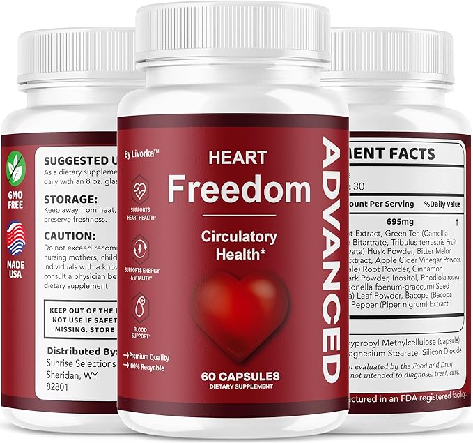 (2 Pack) Heart Freedom - Heart Freedom Capsules Official HeartFreedom Pills All Natural Ingredients - Maximum Strength Premium Advanced Formula Support Health &amp Wellness 120 Capsules for 2 Mont