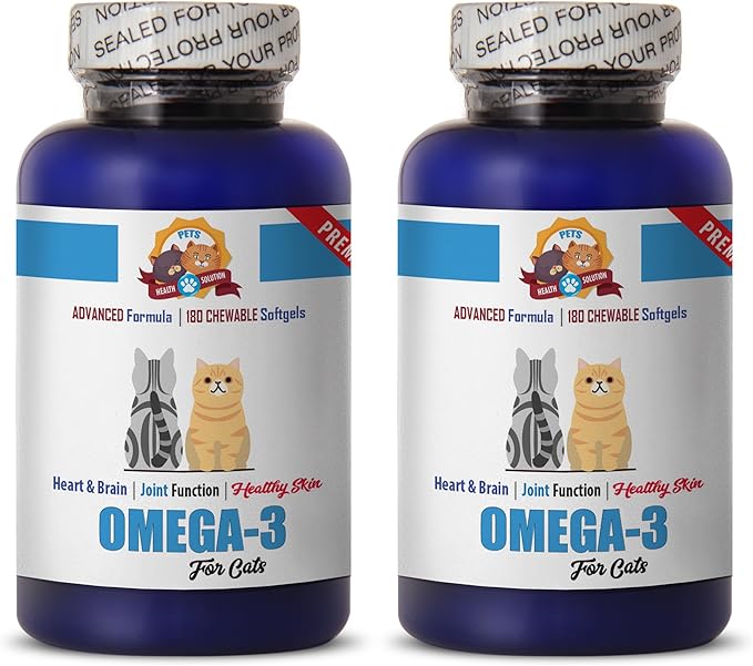 Heart Health for Cats - Premium Omega 3 - for Cats Formula - Overall Health and Well Being - cat omega3-360 Softgels (2 Bottle)
