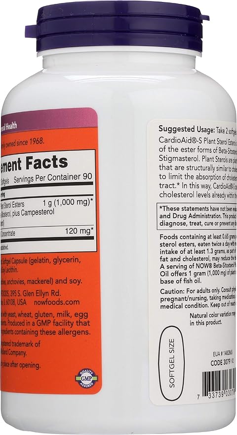 NOW FOODS SPO Beta-Sitosterol Plant Sterols with Fish Oil 180 Count