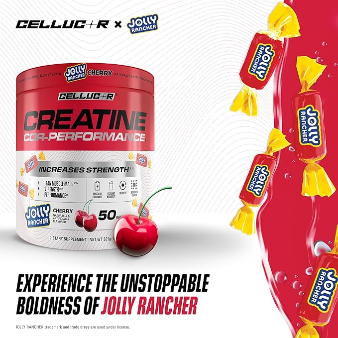 Cellucor Creatine Powder Jolly Rancher Cherry- Increases Strength Lean Muscle Mass &amp Endurance Micronized Creatine for Fast Absorption 5g Creatine per Serving 50 Servings