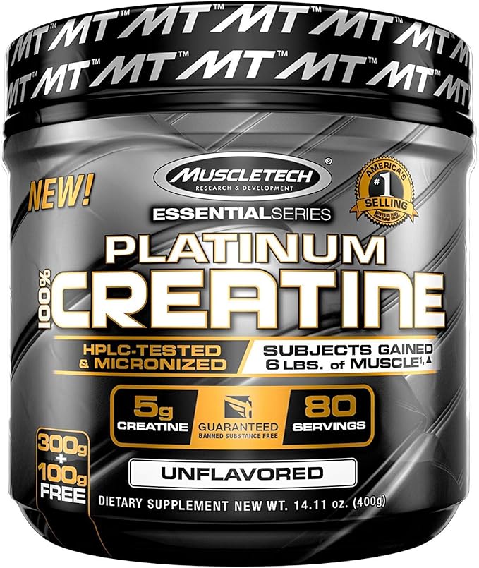 MuscleTech Creatine Monohydrate Powder Platinum Pure Micronized Muscle Recovery + Builder &amp Platinum Multivitamin for Immune Support 18 Vitamins &amp Minerals