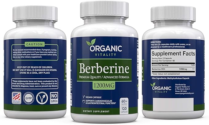 Premium Berberine HCL Supplement - 1200mg of Berberine Per Serving - 120 Vegan Capsules - Supports A Healthy Lifestyle