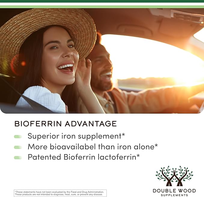 Lactoferrin 250mg per Serving (60 Capsules) Patented Bioferrin Lactoferrin - Superior Iron Supplement for Iron Deficiency and Immune Support by Double Wood Supplements (Pack of 2)