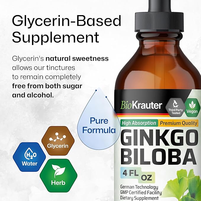 BIO KRAUTER Adrenal Support Tincture 4 Fl. Oz. &amp Ginkgo Biloba Tincture 4 Fl. Oz.