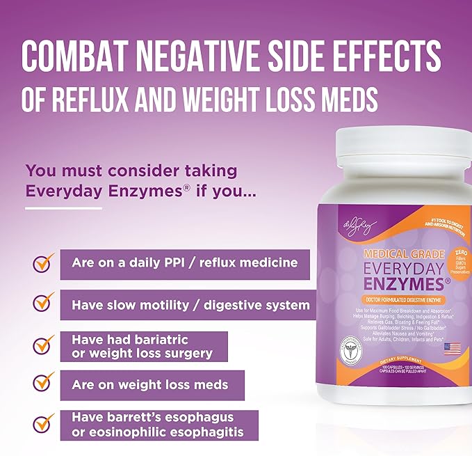 Dr. Liz Cruz Everyday ENZYMES - Digestion Supplement Dietary Supplements Medical-Grade Super Enzymes Bloating Gas and Reflux Relief for Women Men &amp Children Non-GMO 100 Veggie Capsules