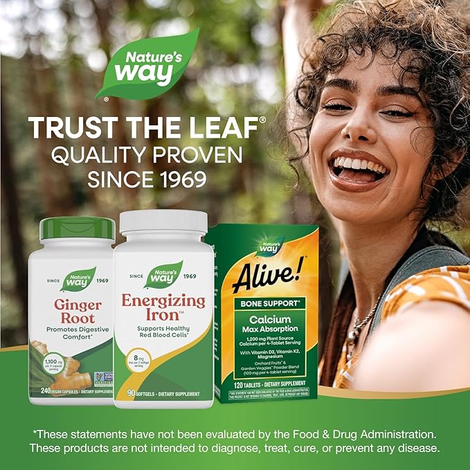 Nature's Way Energizing Iron - Red Blood Cell Support* - 8 mg Iron -200 mcg of Cyanocobalamin &amp Vitamin B12 per 2-Softgel Serving - Gluten Free - 90 Softgels
