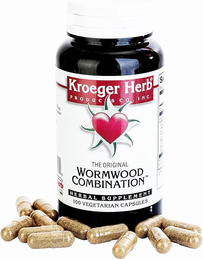 Kroeger Herb Wormwood Combination Vegetarian Capsules 100 Count - Pack of 2