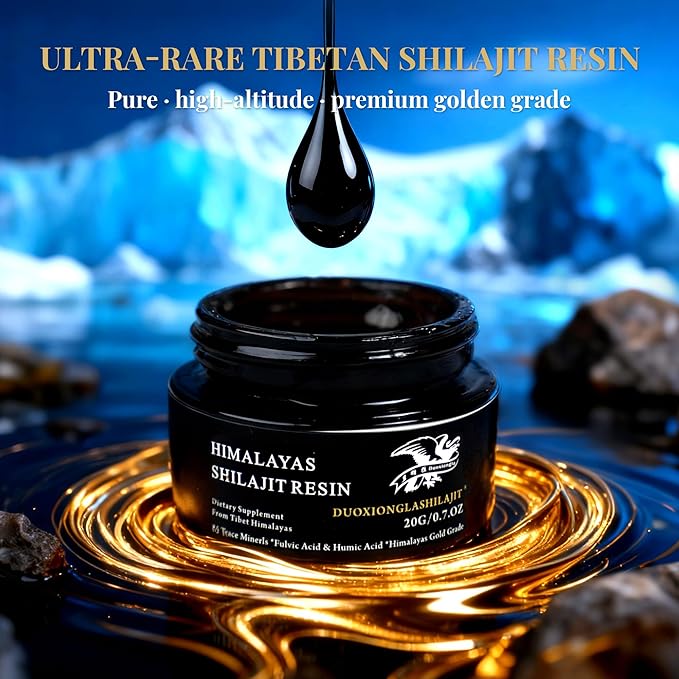 Himalayas Shilajit Resin - Pure Golden Grade | 100% Natural with 85+ Trace Minerals | Energy Boost &amp Immune Support for Men &amp Women | Lab Tested | 20g 100 Servings