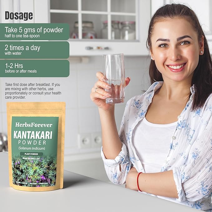 Herbsforever Kantakari (Solanum xanthocarpum) Indian Nightshade. Plant Powder|Supports Respiratory Immune Health &ampNatural Expectorant- Wild Harvested -Non GMO | Ultra Clean| Steam Treated|16oz-1L