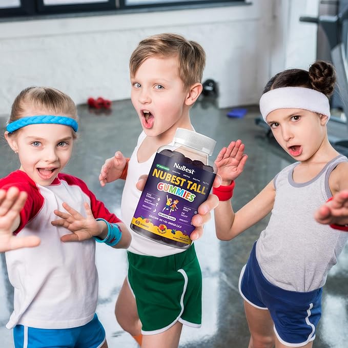 NuBest Tall Gummies for Kids Age 2+ &amp Teens | Bone Strength Immunity Digestive Health with Calcium Vitamin D3 K2 B Complex Magnesium Zinc | 20+ Vitamins Berries Gummies No Added Sugar