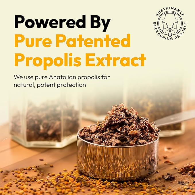 BEE and You Immune Support 100% Natural Propolis Shot Supplement Antioxidants Vitamin C VIT D3 Zinc Orange Juice Raw Honey 1.69 fl. oz x 12 Bottles