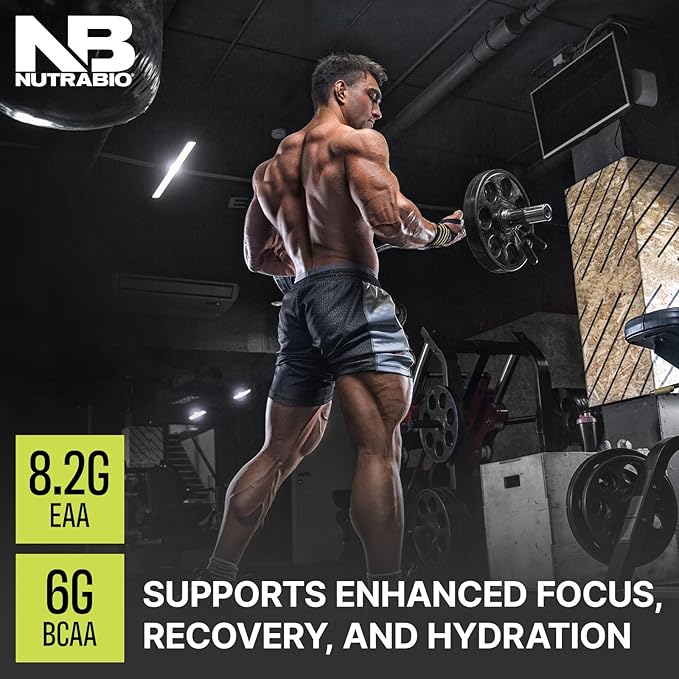 NutraBio Alpha EAA - All-Day Amino Acids for Muscle Growth and Hydration - Essential Amino Acids with Nootropics &amp Adaptogens- Full Spectrum EAA BCAA Powder - 30 Servings - New York Punch